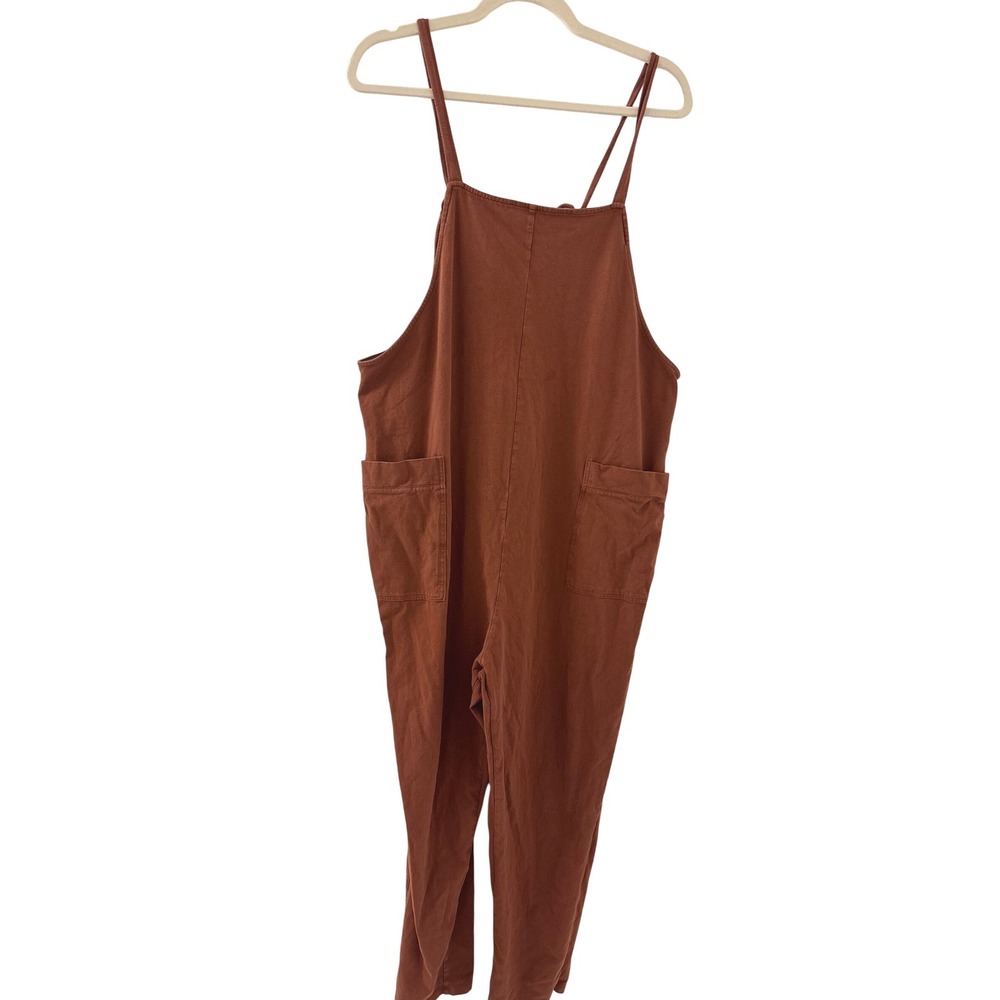 Quince Womens Organic Cotto Jumpsuit Overalls In Rust Brown Size Medium